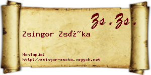 Zsingor Zsóka névjegykártya